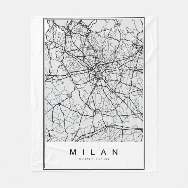 Milan Map Illustration Fleece Blanket (Front)