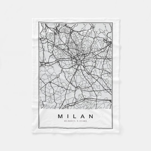 Milan Map Illustration Fleece Blanket (Front)