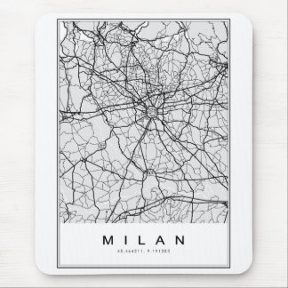 Milan Map Illustration Mouse Mat