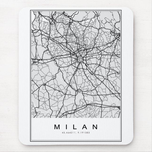 Milan Map Illustration Mouse Mat (Front)