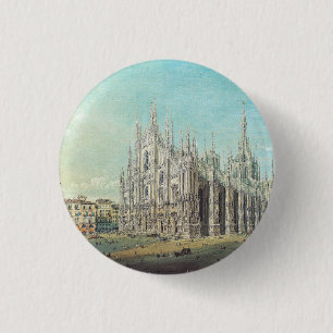 Milan Piazza del Duomo 1850s by Carlo Bossoli Art 3 Cm Round Badge