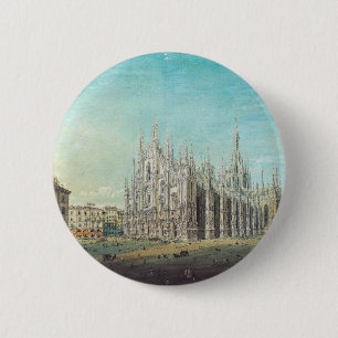 Milan Piazza del Duomo 1850s by Carlo Bossoli Art 6 Cm Round Badge