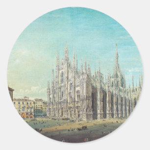 Milan Piazza del Duomo 1850s by Carlo Bossoli Art  Classic Round Sticker