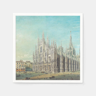 Milan Piazza del Duomo 1850s by Carlo Bossoli Art  Napkin