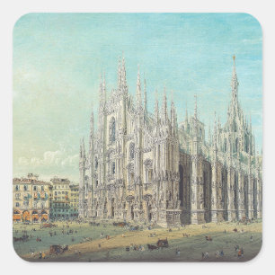 Milan Piazza del Duomo 1850s by Carlo Bossoli Art  Square Sticker
