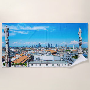 Milan skyline beach towel