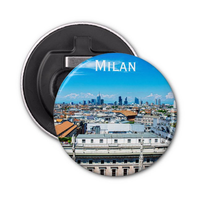 Milan skyline in Italy Bottle Opener (Front)