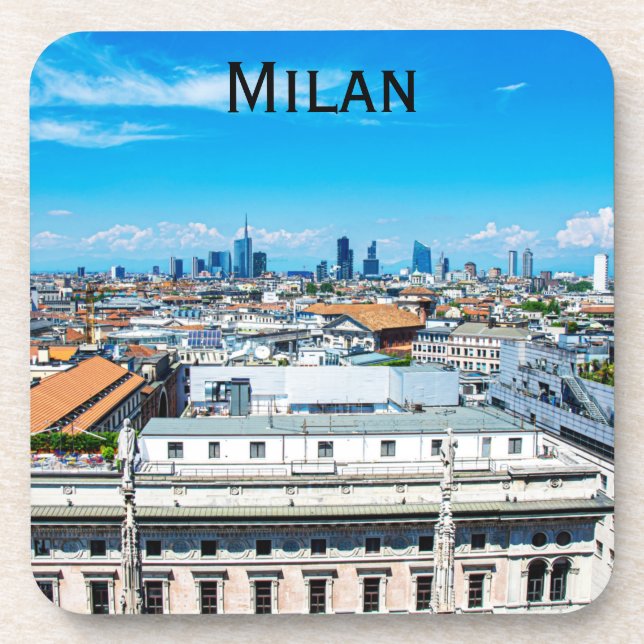 Milan skyline in Italy Coaster (Front)
