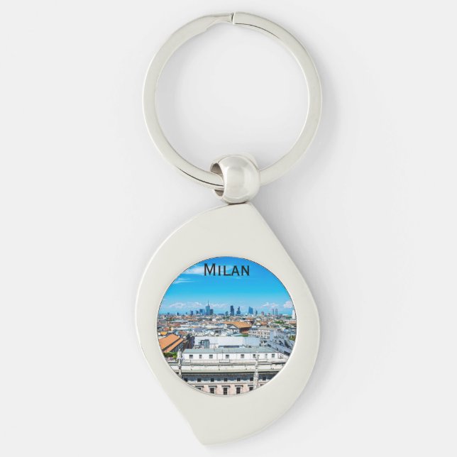 Milan skyline in Italy Key Ring (Front)