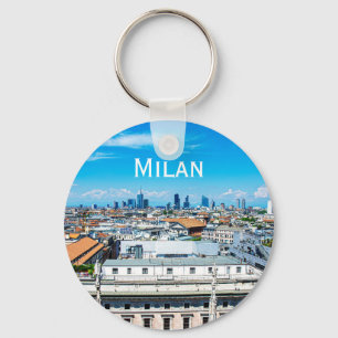 Milan skyline in Italy Key Ring
