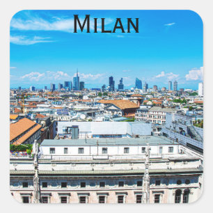 Milan skyline in Italy Square Sticker