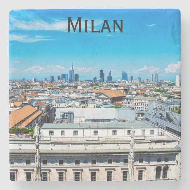 Milan skyline in Italy Stone Coaster (Front)