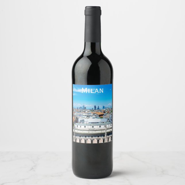 Milan skyline in Italy Wine Label (Front)