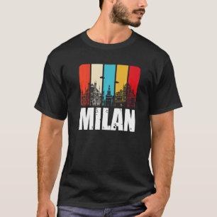Milan Skyline Retro Italy From North Italy Milan C T-Shirt