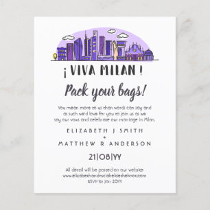 MILAN Skyline Wedding Handdrawn Invitation Budget