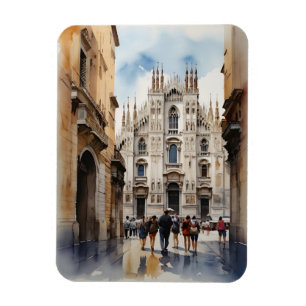 Milan watercolor art magnet