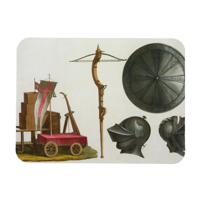 Milanese chariot, crossbow and armour, plate 17 fr magnet (Horizontal)