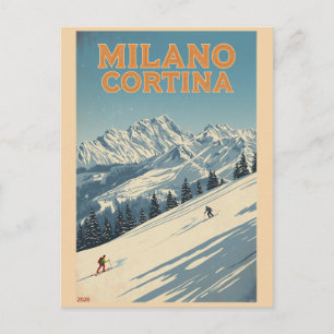 Milano Cortina 2026 Vintage Ski resort gifts Postcard