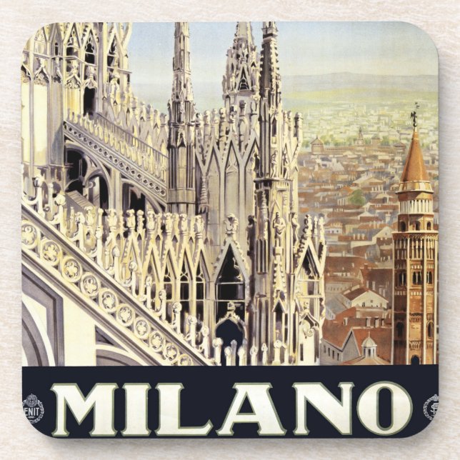 Milano Italy Gothic Cathedral Duomo Vintage Travel Coaster (Front)