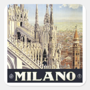 Milano Italy Gothic Cathedral Duomo Vintage Travel Square Sticker