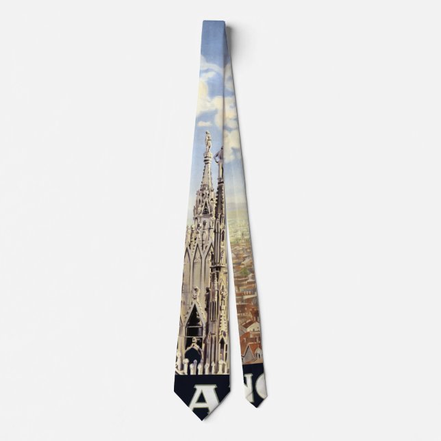 Milano Italy Gothic Cathedral Duomo Vintage Travel Tie (Front)