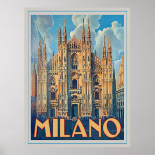 Milano, Italy Retro Poster
