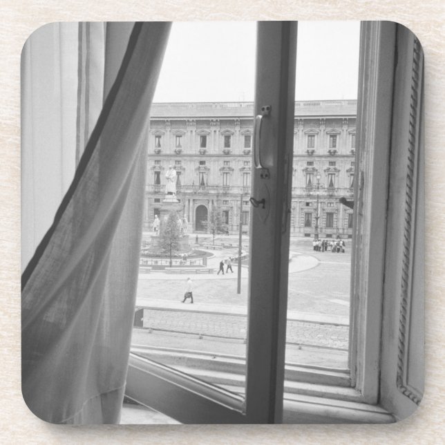 Milano Italy, View from La Scala Opera Window Coaster (Front)