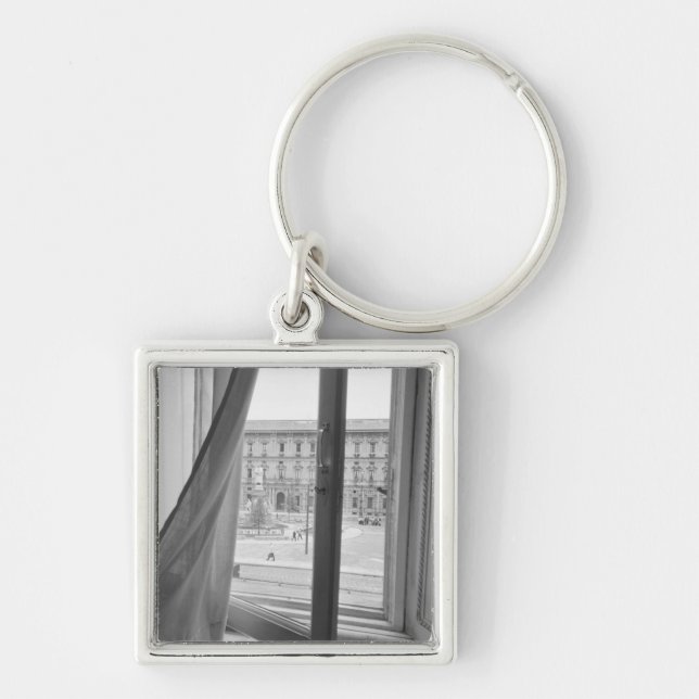 Milano Italy, View from La Scala Opera Window Key Ring (Front)