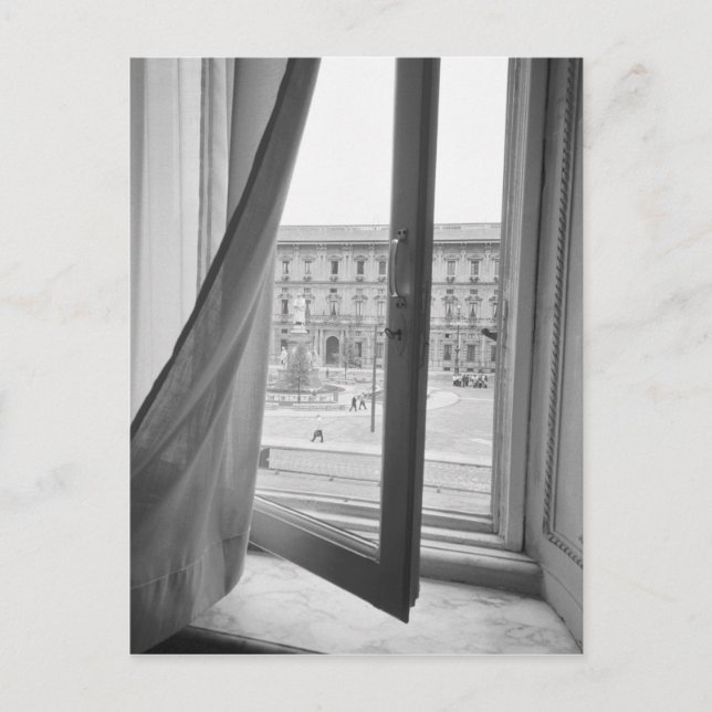Milano Italy, View from La Scala Opera Window Postcard (Front)