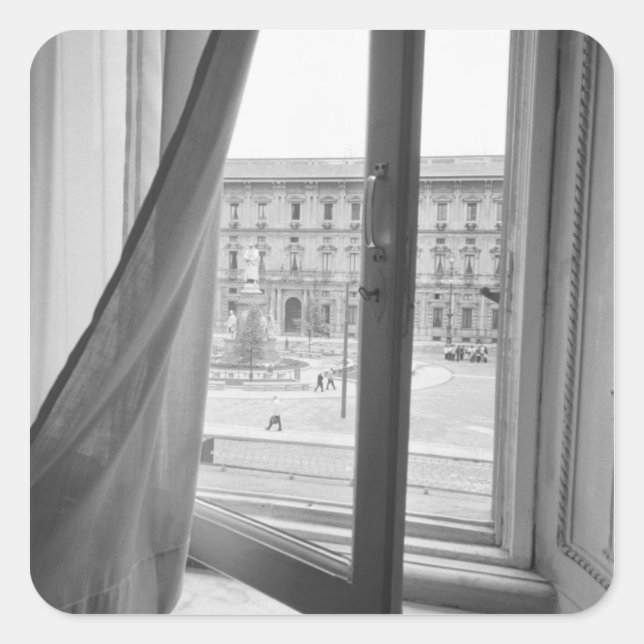 Milano Italy, View from La Scala Opera Window Square Sticker (Front)