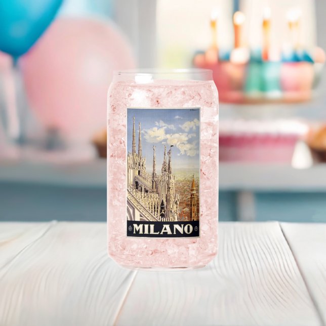 Milano Italy Vintage Travel Can Glass (Insitu (Baby Shower))