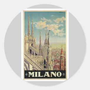 Milano Milan Italy Vintage Travel Classic Round Sticker
