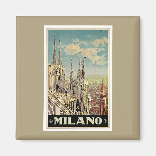 Milano Milan Italy Vintage Travel Magnet (Front)