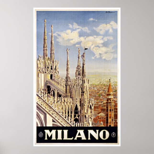 Milano Milan Italy - Vintage Travel Posters (Front)