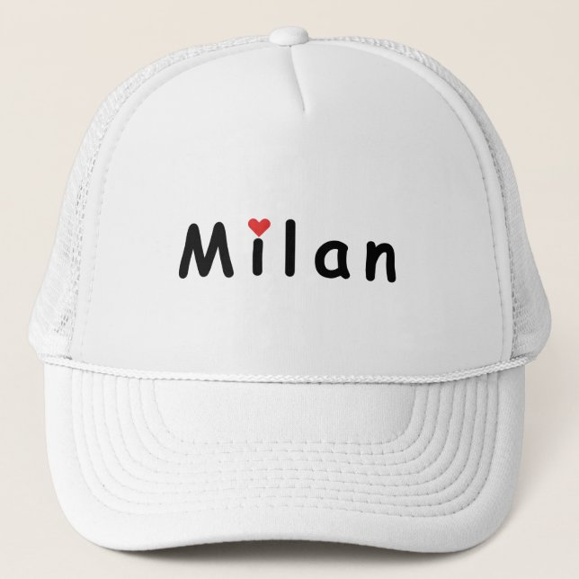 Milano Milano Italy I love Milan Trucker Hat (Front)