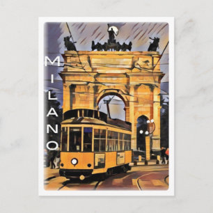 Milano - Tram e Arco della Pace - Postcard