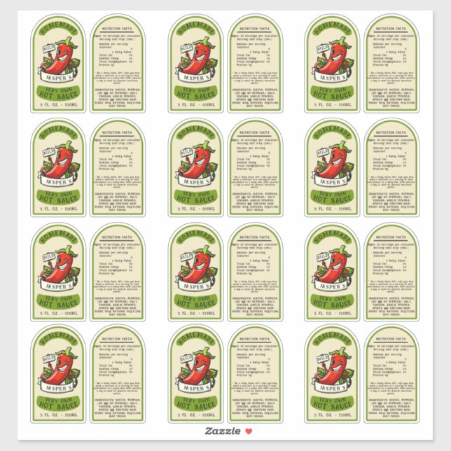 Mild hot sauce labels (Sheet)