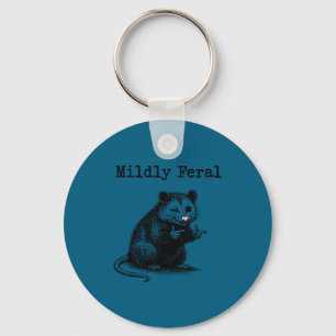 Mildly Feral Opossum Meme Lover Key Ring