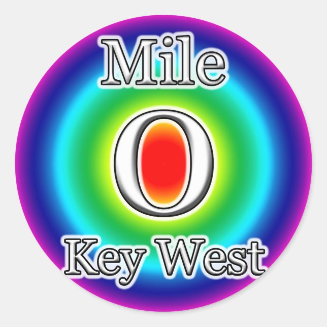 MILE 0 KEY WEST FL FLORIDA RAINBOW STICKER ZERO (Front)