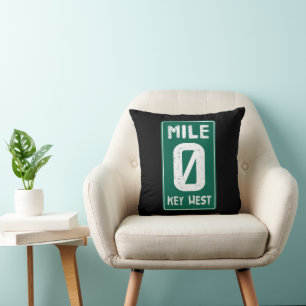Mile 0 Key West Florida Vintage Road Sign  Cushion
