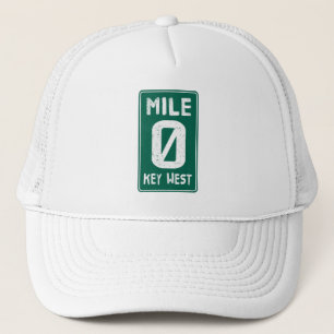 Mile 0 Key West Florida Vintage Road Sign  Trucker Hat