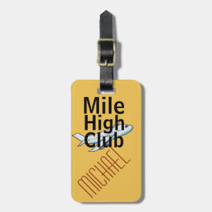 Mile High Club funny customisable luggage tag