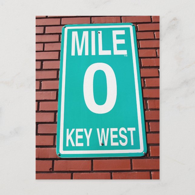 Mile Marker 0 Sign Key West  Florida Postcard (Front)