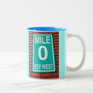 Mile Marker 0 Sign Two-Tone Coffee Mug