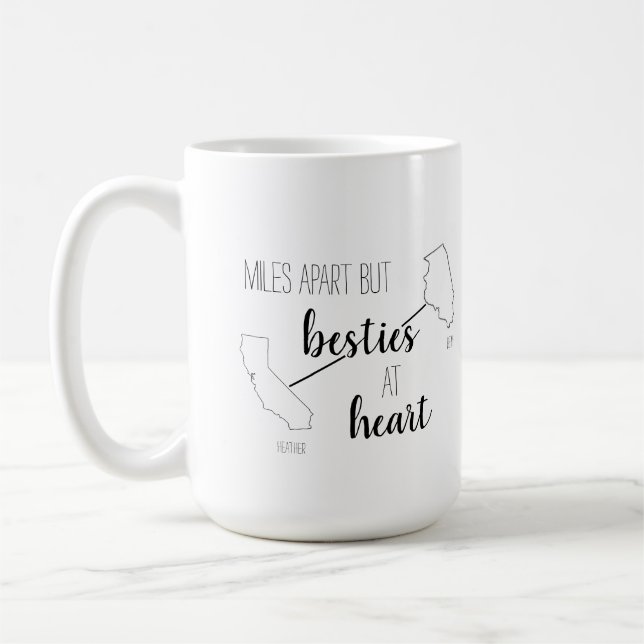 Miles Apart But Besties at Heart Best Friend State Coffee Mug (Left)