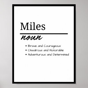 Miles, Boy Personalized Name Definition  Poster
