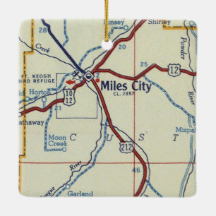 Miles City MT Vintage Map Ceramic Ornament