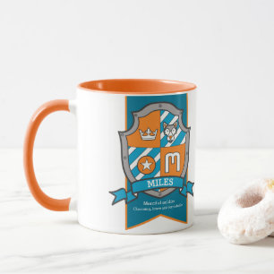 Miles letter M crest orange name meaning dog Mug