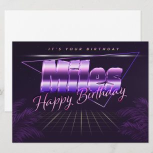 Miles Name Vorname lila retro Karte Geburtstag Card