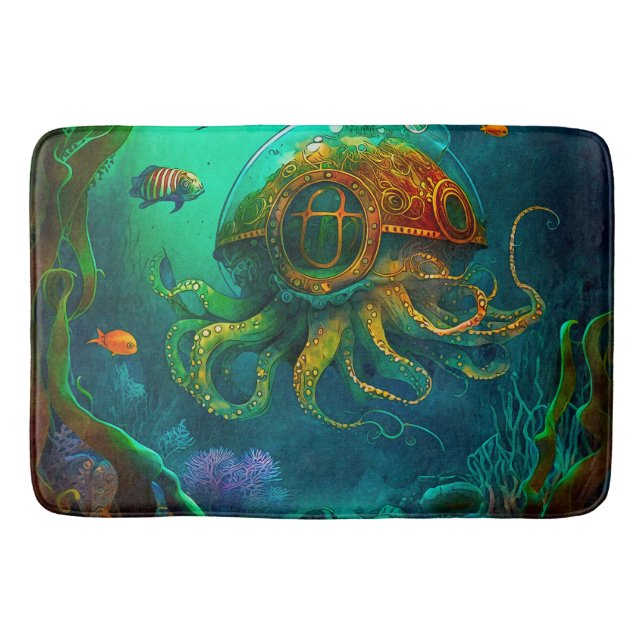Miles Under the Sea Art Illustration Steampunk Bath Mat (Front)